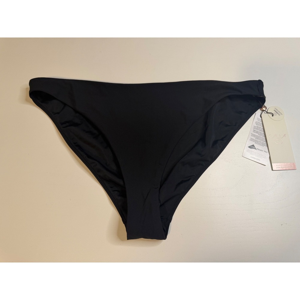 CALIA Women Black Low-Rise Bikini Swim Bottoms Recycled Fabric XL WSA12441 NWT